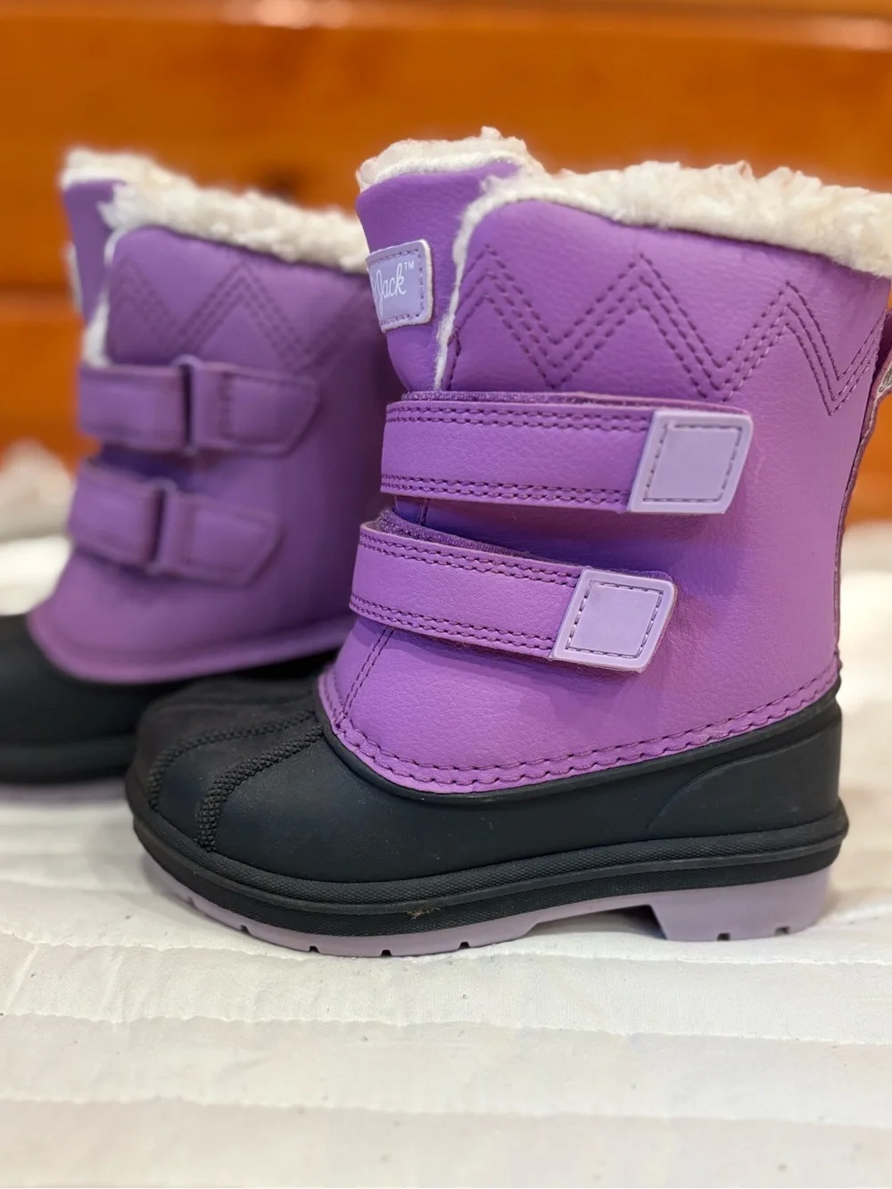 Cat & Jack Winter Waterproof Snow Boots Purple Faux Fur Toddler Girl Size 5 NWOT